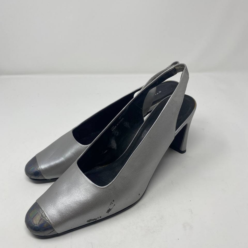 Vintage Studio 36 Women’s 10 M Metallic Grey Open Back Heel With Strap